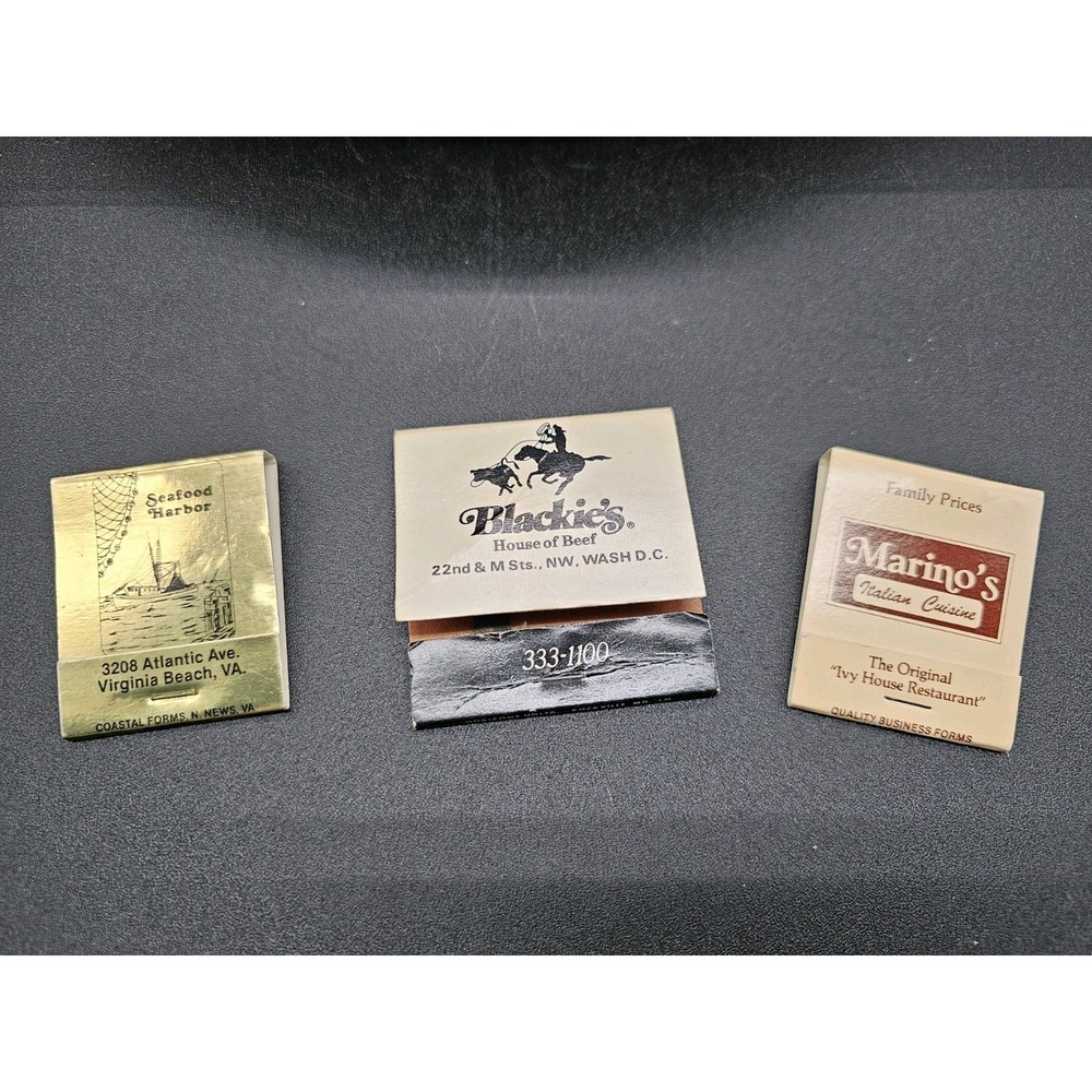 Vintage‎ Lot Of 3 Matchbook DC Blackie's  & Virginia